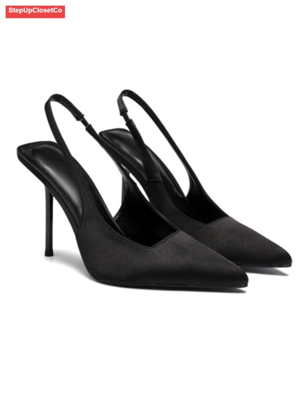 Women's Patent Leather Pointed Toe Slingback Heels Slip On Pumps 4.13" Heel